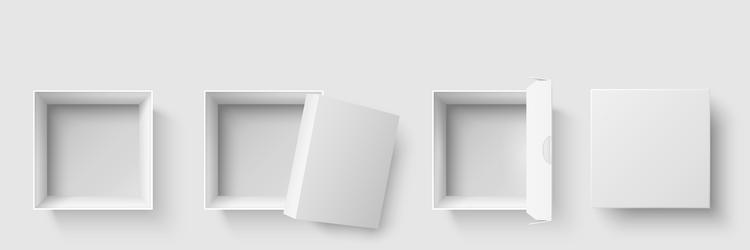 Top view box open package square boxes vector