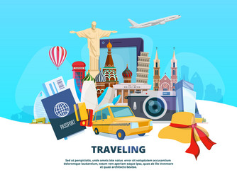 travel background of different world vector image