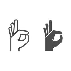 gesture okay line and glyph icon ok hand vector image