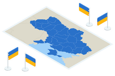 isometric ukraine flag and map vector image