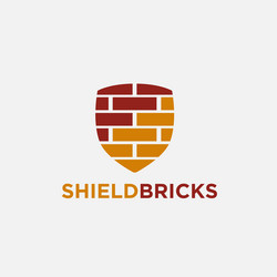 shield bricks logo icon template vector image