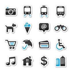 travel tourism and transport icons set vector image