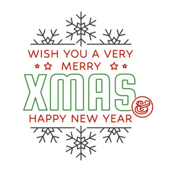 merry christmas and happy new year stamp sticker vector image