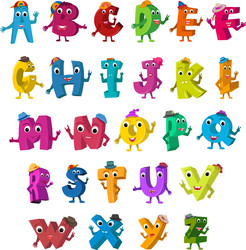 abc funny alphabet characters alive letters vector image