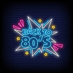 Back to the 80s neon signs style text vector