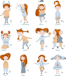 cute girls in the form of zodiac signs vector image