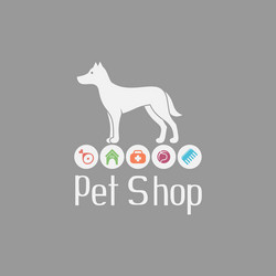 pet shop logo with doggy sign and what dog needs vector image