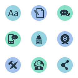 set of simple blogging icons vector image