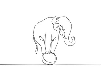 single continuous line drawing a cute elephant vector image