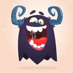 halloween black and horned monster vector image