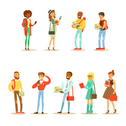 University and college students street fashion vector