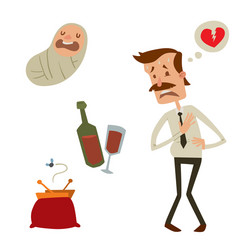 Businessman heart risk man attack stress vector