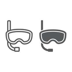 Diving mask line and glyph icon vector