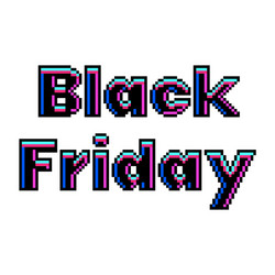 pixel black friday text detailed isolated vector image