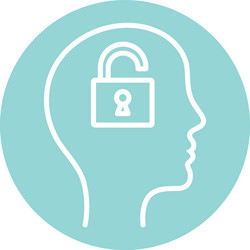 Padlock inside human head block style icon vector