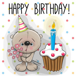 teddy bear with cake vector image