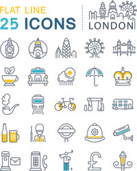 set flat line icons london vector image