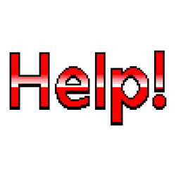 pixel help red text detailed isolated vector image