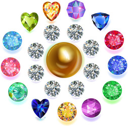 round composition colored gems set vector image