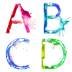 paint splash font abcd vector image