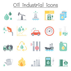 oil industrial icons set in flat color style vector image