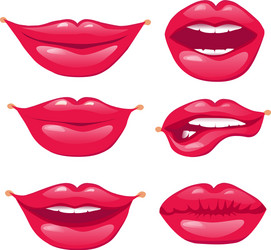 Set of red lips sexy and glamour vector