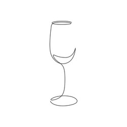 continuous one line wine glass art vector image