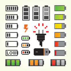 battery pack isolated objects set in pixel art vector image