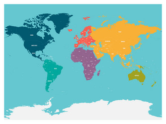 political map of world with antarctica continents vector image