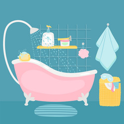 bathroom interior bath and accessories cartoon vector image