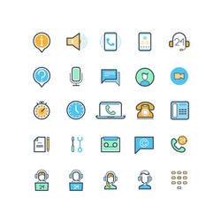 contact us and support line icons vector image