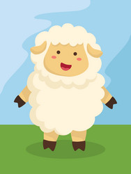 standing cute sheep cartoon vector image