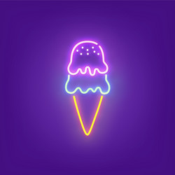 ice cream neon icon bright signboard light vector image