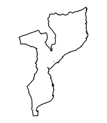 mozambique outline silhouette map vector image