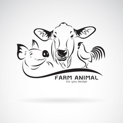 group of animal farm label cowpigchicken logo vector image