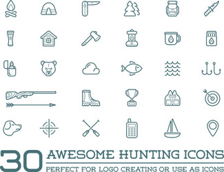 set of hunting camping sport elements can be used vector image