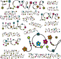 Words with flower letters vector