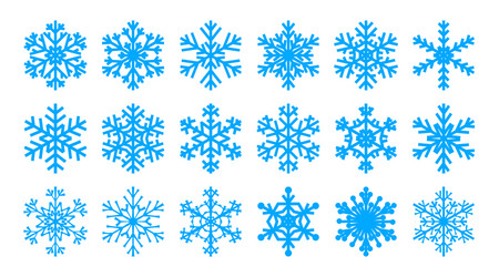 set of snowflakes vector image