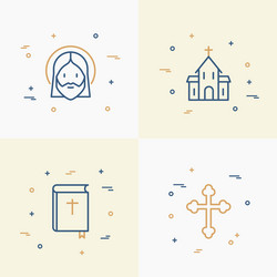 Christianity thin line icons set vector