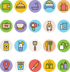 hotel and restaurant icons 1 vector image