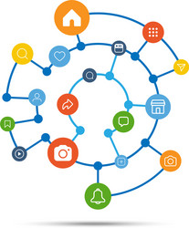 social media icon connection concept vector image