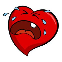 cartoon crying heart emotions faces vector image