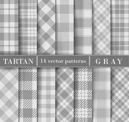 gray set tartan plaid seamless patterns vector image