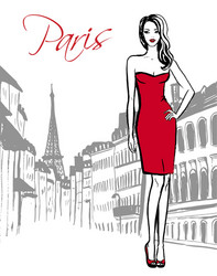 woman standing in paris vector image