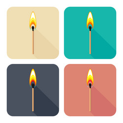 set of square icons with burning match isolated vector image