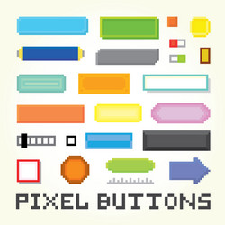 pixel art buttons set vector image