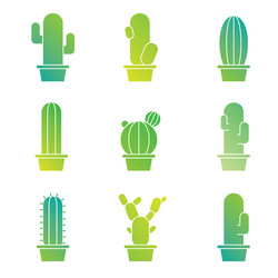 cactus icons set vector image