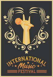 International music festival poster with hand vector