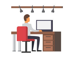 man working on computer business office vector image