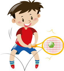 boy in red shirt playing tennis vector image